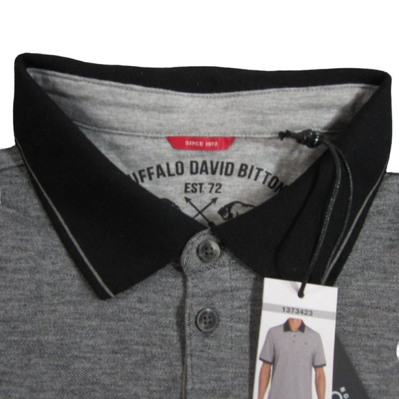 David Bitton Buffalo Polo Shirt NWT Mens XL Grey - Picture 2 of 2